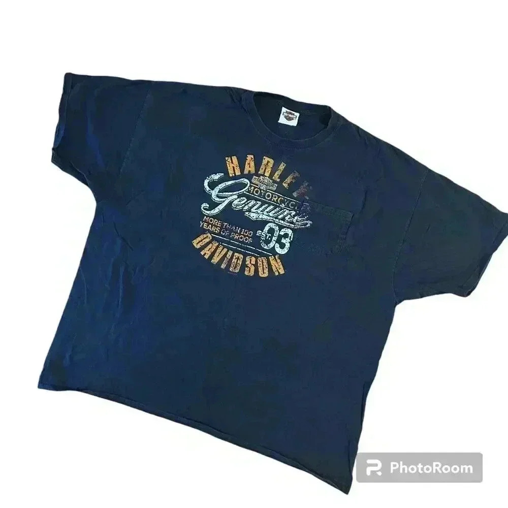 Harley Davidson Orlando Y2K Tee Shirt Size 3X XXXL Biker Motorcycle Navy Tee